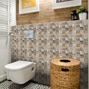 Matte self-adhesive mosaic tile sticker for kitchen and bathroom wall decor renovation.