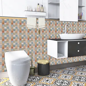 Mosaic tile stickers waterproof self-adhesive wall decals for kitchen bathroom home decor.