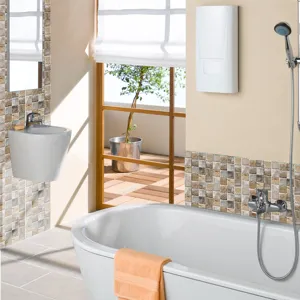 Close-up detail showing waterproof self-adhesive mosaic tile stickers applied on bathroom wall.