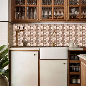 Self-adhesive mosaic tile stickers for kitchen backsplash renovation, waterproof wall decor