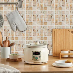 Kitchen mosaic tile sticker detail, self-adhesive waterproof wall decor for backsplash renovation.