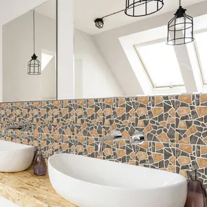 Mosaic tile stickers waterproof self-adhesive wall paper vintage style for bathroom decor detail