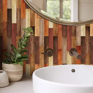 Retro wood grain tile sticker self-adhesive wall paper removable vintage decor sticker