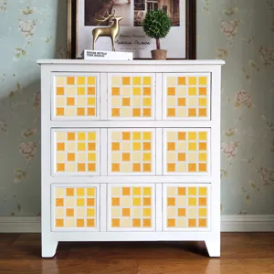 Mosaic tile stickers for cabinet wall decoration, self-adhesive yellow vinyl decal.