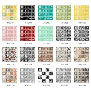 3D Stereoscopic Mosaic Wall Stickers Waterproof PVC Self-Adhesive Tile Stickers Glossy Film Coated Home Decor Wall Decals