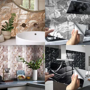 Pegatinas de pared de mármol impermeables cocina azulejo adhesivo película decor.