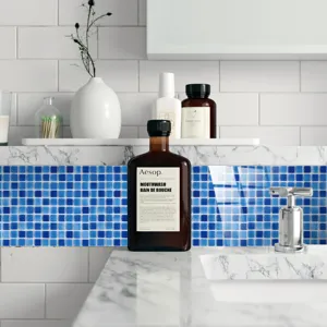Adesivo per piastrelle a mosaico blu pellicola di cristallo PVC impermeabile 1pz