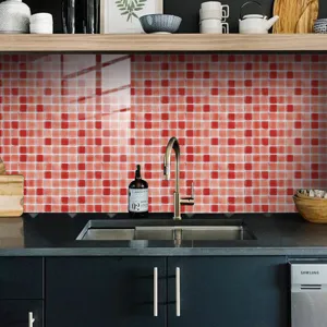 Adesivo per piastrelle a mosaico in cristallo rosso per parasale cucina materiale PVC