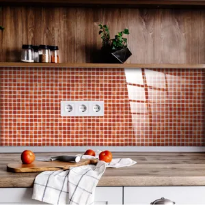 Adesivo piastrelle mosaico arancione PVC impermeabile paraschizzi cucina pellicola decorativa