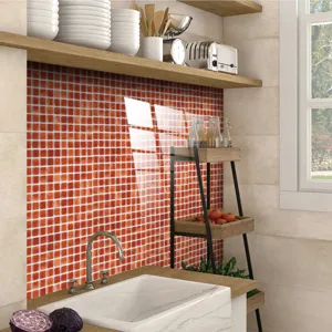 Adesivo per piastrelle a mosaico rosso brillante per cucina, materiale PVC impermeabile.