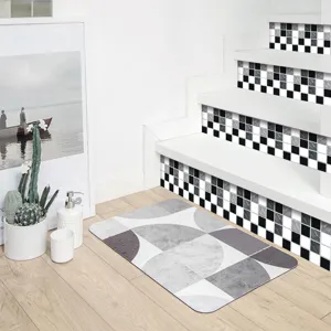 Stickers carrelage mosaique 3D autocollants noir blanc carreaux escalier decoration