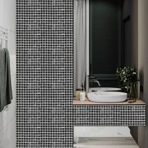 Adesivi per piastrelle a mosaico bianco e nero PVC impermeabile decorazione murale per bagno dettaglio