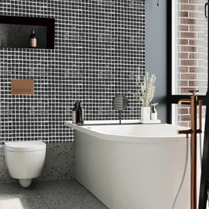 Adesivo per piastrelle a mosaico nero PVC impermeabile dettaglio decorazione parete