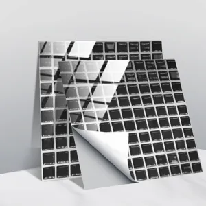 Adesivo per piastrelle a mosaico bianco nero PVC cristallo impermeabile dettaglio decoro