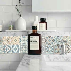 Waterproof vintage mosaic tile sticker retro wall sticker for kitchen and bathroom decor detail view