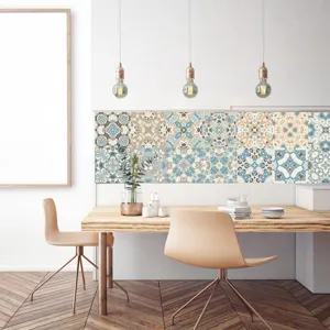 Retro mosaic tile sticker for kitchen wall decor, waterproof and oil-proof decorative PVC sticker.