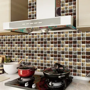 Adhesif carrelage mosaique 3D imperméable autocollant pour decoration cuisine salon