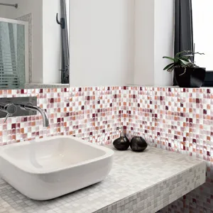 Adesivi per piastrelle a mosaico in PVC per decorazione murale del bagno impermeabile.
