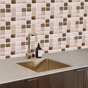 Sticker carreau de mosaïque 3D adhésif étanche décoration murale pour cuisine et salle de bain