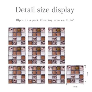 Autocollants carrelage mosaique 3D PVC adhesif mural impermeable 10 pieces pack neuf