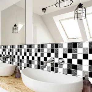 Autocollant de carrelage en mosaique 3D impermeable decoration murale pour salle de bain