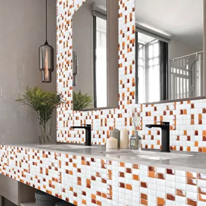Adesivo per piastrelle a mosaico in PVC impermeabile con pellicola brillante per casa.