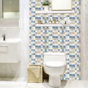 Adesivo per piastrelle a mosaico in PVC impermeabile con pellicola lucida per decorazione bagno.