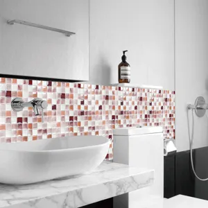 Adesivo per piastrelle a mosaico in PVC per decorazione murale, pellicola impermeabile bagno.