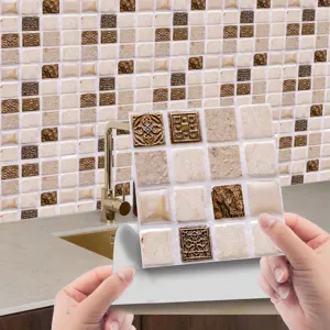 3D Stereoscopic Mosaic Tile Stickers Waterproof Self Adhesive Wall Floor Decal DIY Home Kitchen Bathroom Decor