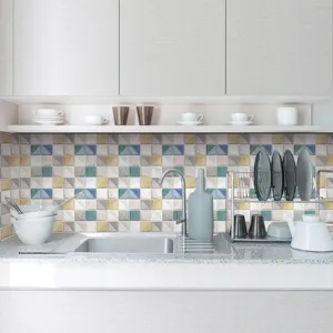 Autocollant de carrelage mosaïque 3D adhésif mural géométrique pour crédence de cuisine