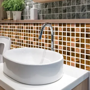 Autocollant de carrelage mosaïque 3D adhésif étanche décoration murale pour salle de bains