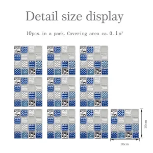 autocollants de carrelage mosaique 3d adhesifs muraux etanches 10x10cm 10pcs deco