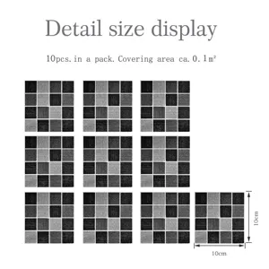 Stickers carrelage mosaique 3D autocollant impermeable mur sol decoration 10 pcs pack