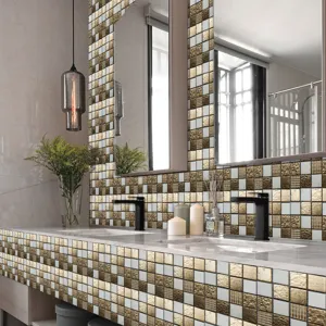 3D autocollant de carreaux de mosaïque étanche DIY décoration murale cuisine salon