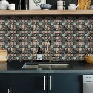 Sticker carreaux de mosaique 3D autocollant pour decoration murale cuisine impermeable