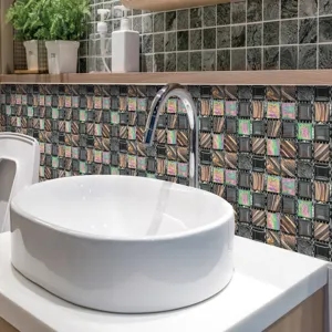 Sticker carrelage mosaïque 3D, autocollant mural imperméable pour déco salle de bain cuisine.
