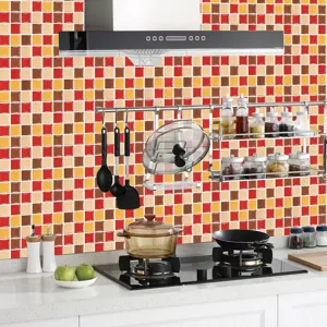 Adhésif 3D sticker carrelage mosaïque pour mur de cuisine, imperméable et anti-huile.