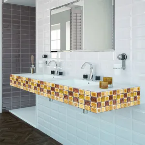 Sticker carrelage mosaique 3D, adhesif PVC etanche pour decoration de salle de bain.