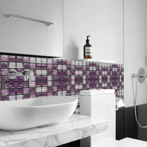 Sticker carreau de mosaique 3D adhesif decoration murale pour interieur de salle de bains maison
