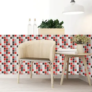 Vue detaillee de l'autocollant de carreau de mosaique 3d pour deco murale adhesive.