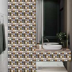 Sticker carrelage mosaique 3D autocollant impermeable pour decoration de salle de bain DIY