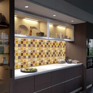 Autocollant de carreau de mosaique 3D sticker mural PVC impermeable pour decor de cuisine