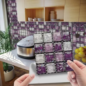 Stickers Carrelage Mosaïque 3D Imperméables Autoadhésifs Stickers Muraux PVC Papier Peint Amovible Pour Cuisine Salle de Bain Décoration