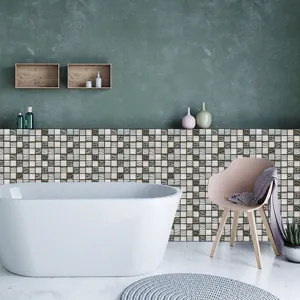 Sticker de carrelage mosaïque autocollant 3D PVC étanche pour décoration de salle de bain.