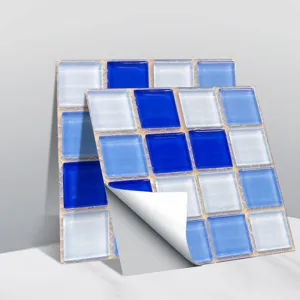 Sticker carrelage mosaique 3D autocollant impermeable amovible bleu deco murale