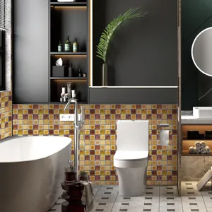 Sticker carrelage mosaique 3D autocollant impermeable PVC pour decoration murale de salle de bain.