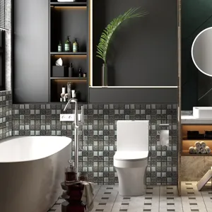 Stickers de carreaux de mosaïque 3D autocollants imperméables pour mur et sol de bain.