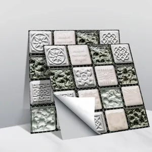Autocollant de carrelage mosaïque 3D adhésif DIY amovible autocollant mural PVC pour déco.
