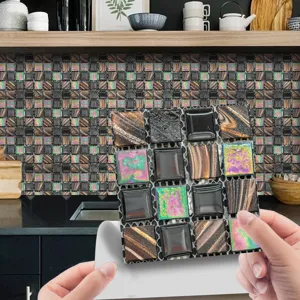 Adhesif Carrelage Mosaique 3D Autocollant Mural DIY Cuisine Decoration Feuille