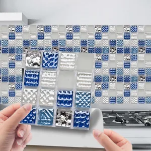 Autocollant de carreau de mosaique 3D impermeable autocollant mural PVC pour decoration